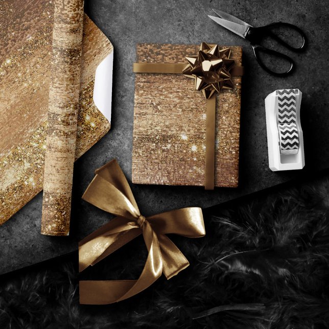 Glitzy Foil | Golden Bronze Copper Faux Sparkle Wrapping Paper (Creator Uploaded)