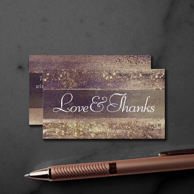 Glitzy Foil | Golden Bronze Copper Glam Thank You Enclosure Card (Creator Uploaded)