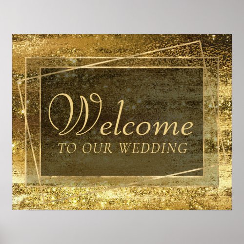 Glitzy Foil  Golden Bronze Copper Glam Welcome Poster