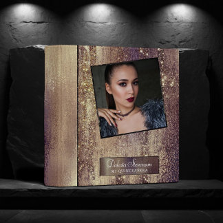 Glitzy Foil | Golden Bronze Copper Sparkle Album 3 Ring Binder