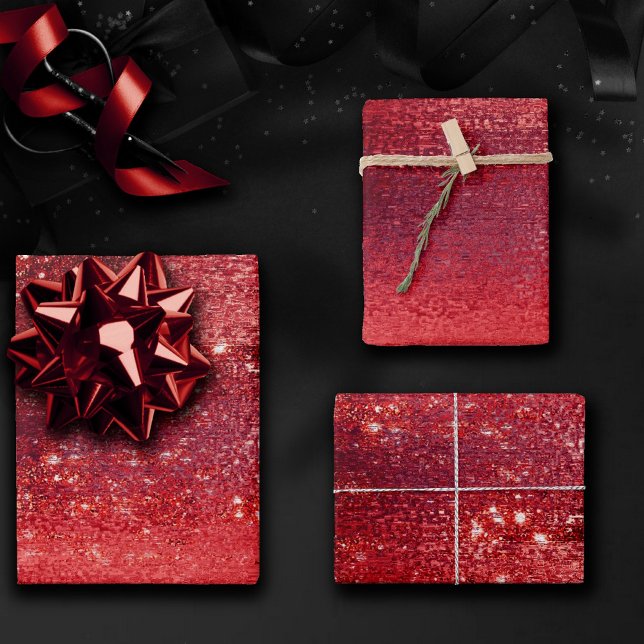 Glitzy Foil | Henna Crimson Red Faux Glitter Shine Wrapping Paper Sheets (Creator Uploaded)