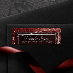 Glitzy Foil Henna Crimson Red Sparkle Address Label