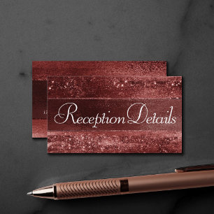 Glitzy Foil   Henna Crimson Red Sparkle Reception Enclosure Card