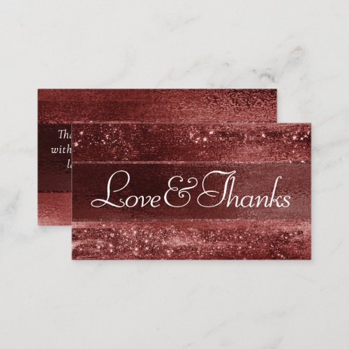 Glitzy Foil  Henna Crimson Red Sparkle Thank You Enclosure Card