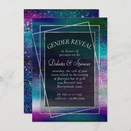 Glitzy Foil  Holographic Iridescent Ombre Shower Invitation