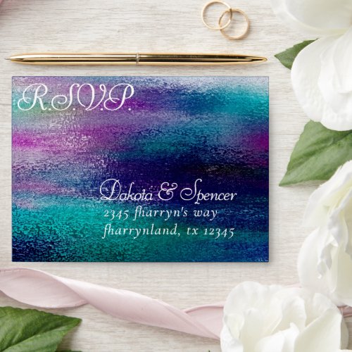 Glitzy Foil  Holographic Iridescent RSVP Address Envelope