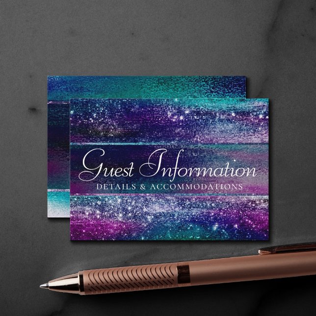 Glitzy Foil | Holographic Ombre Guest Information Enclosure Card (Creator Uploaded)