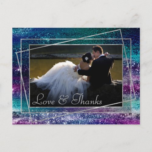 Glitzy Foil  Holographic Ombre Photo Thank You Postcard