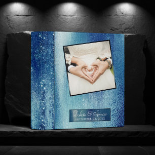 Glitzy Foil   Ice Blue Faux Iridescent Photo Album 3 Ring Binder