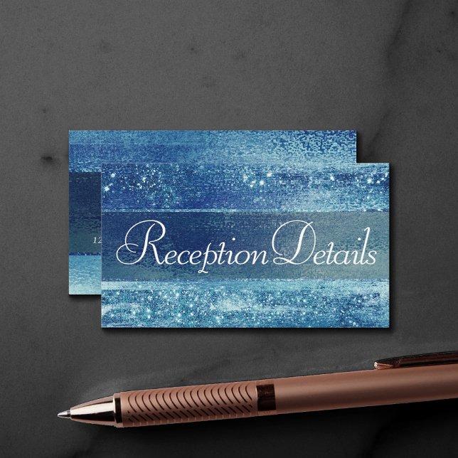 Glitzy Foil | Ice Blue Faux Iridescent Reception Enclosure Card (Creator Uploaded)