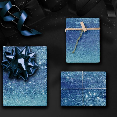 Glitzy Foil  Ice Blue Faux Iridescent Shimmer Wrapping Paper Sheets