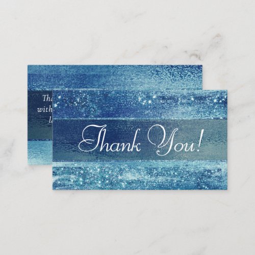Glitzy Foil  Ice Blue Faux Iridescent Thank You Enclosure Card