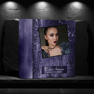 Glitzy Foil   Indigo Midnight Dark Purple Photo 3 Ring Binder