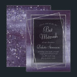 Glitzy Foil | Indigo Midnight Purple Bat Mitzvah Invitation<br><div class="desc">Rich, dark, and sophisticated palette in deep modern shades of an original luxurious and simple faux metallic glitter ombre texture on a matching monochrome background. This watercolor effect is perfect for a chic and uniquely elegant theme. The design features a completely customizable text template and mixed medium gradient that adds...</div>