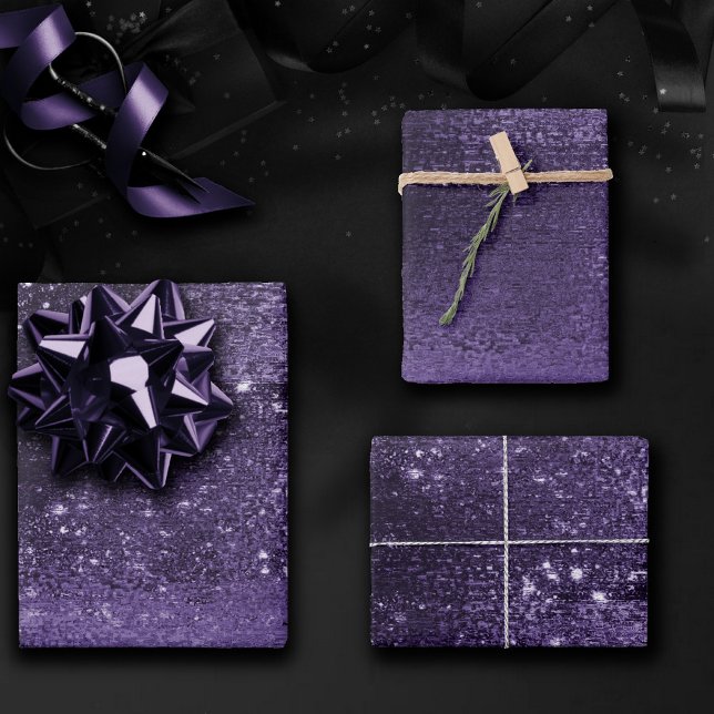 Glitzy Foil | Indigo Midnight Purple Faux Sparkle Wrapping Paper Sheets (Creator Uploaded)