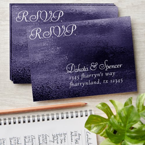 Glitzy Foil  Indigo Midnight Purple RSVP Address Envelope