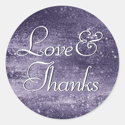 Glitzy Foil  Indigo Midnight Purple Thank You Classic Round Sticker