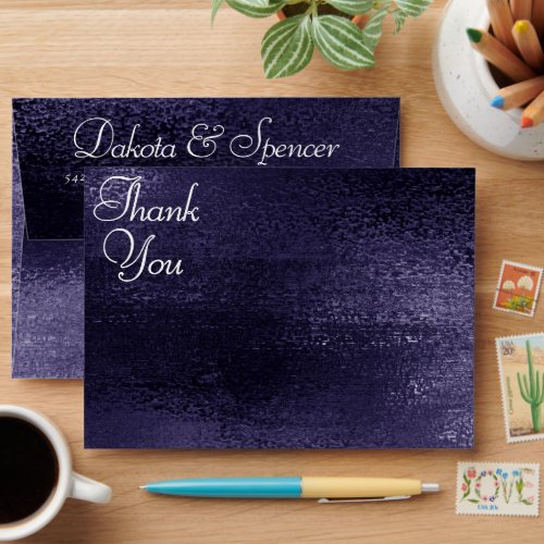 Glitzy Foil  Indigo Midnight Purple Thank You Envelope