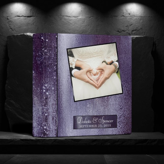 Glitzy Foil | Lavender Purple Faux Metallic Photo 3 Ring Binder (Creator Uploaded)