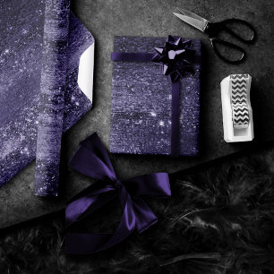 Glitzy Foil Magenta Hot Pink Blush Faux Shimmer Wrapping Paper