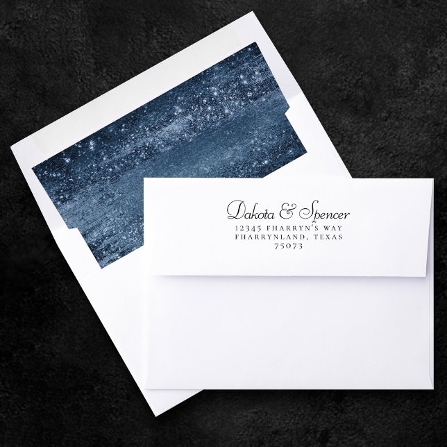 Glitzy Foil | Navy Blue Dark Faux Glitter Sparkle Envelope Liner (Creator Uploaded)