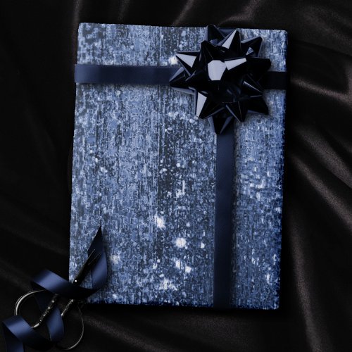 Glitzy Foil  Navy Blue Dark Faux Glitter Sparkle Wrapping Paper