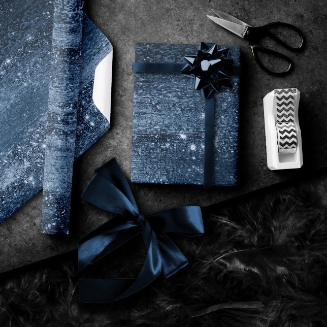 Glitzy Foil | Navy Blue Dark Faux Glitter Sparkle Wrapping Paper (Creator Uploaded)