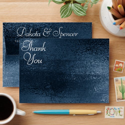 Glitzy Foil  Navy Blue Sparkle Glitter Thank You Envelope