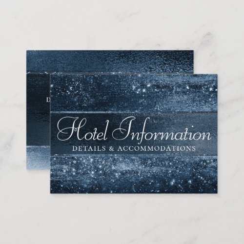 Glitzy Foil  Navy Blue Sparkle Hotel Information Enclosure Card