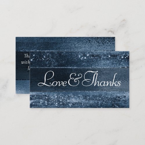 Glitzy Foil  Navy Blue Sparkle Love and Thanks Enclosure Card