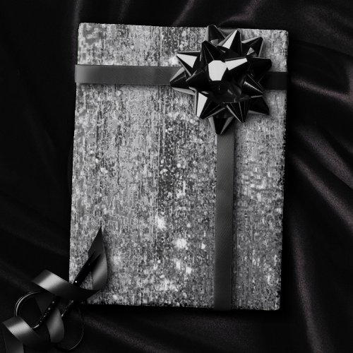 Glitzy Foil  Platinum Silver Faux Chrome Shimmer Wrapping Paper