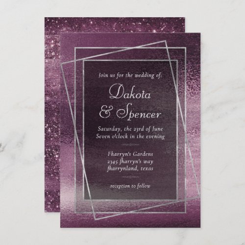 Glitzy Foil  Rose Gold Blush Glam Faux Shimmer Invitation