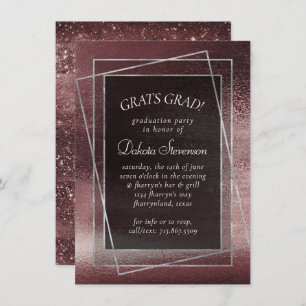 Glitzy Foil Rose Gold Mauve Blush Graduation Invitation