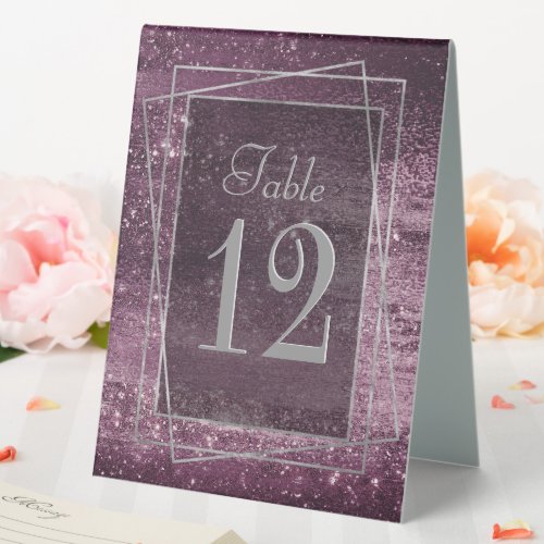 Glitzy Foil  Rose Gold Mauve Pink Blush Faux Glam Table Tent Sign