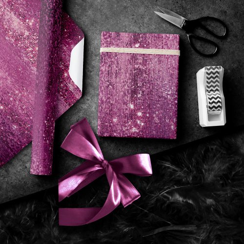Glitzy Foil  Rose Gold Mauve Pink Blush Faux Glam Wrapping Paper