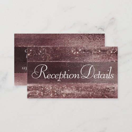 Glitzy Foil  Rose Gold Mauve Pink Blush Reception Enclosure Card