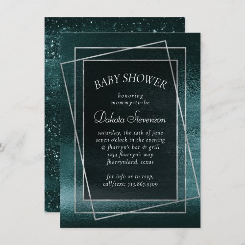 Glitzy Foil  Seafoam Green Faux Iridescent Shower Invitation