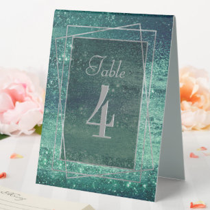 Glitzy Foil Seafoam Iridescent Green Faux Shine Table Tent