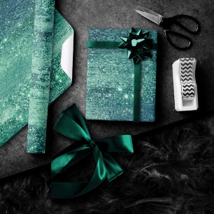 Glitzy Foil Seafoam Iridescent Green Faux Shine Wrapping Paper