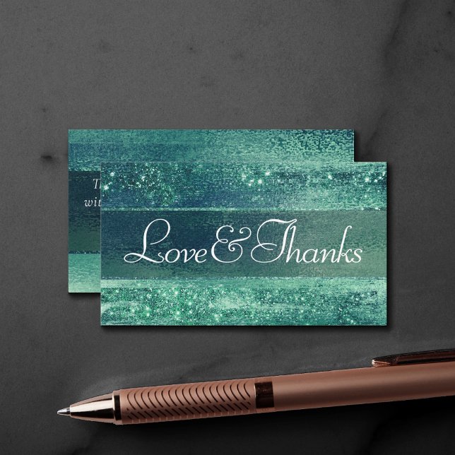Glitzy Foil | Seafoam Iridescent Green Thank You Enclosure Card (Creator Uploaded)