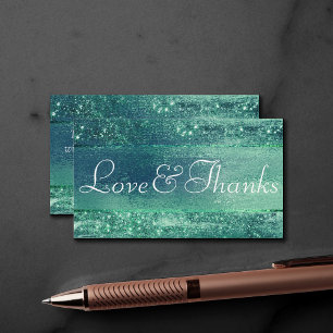 Glitzy Foil Seafoam Iridescent Green Thank You Enclosure Card