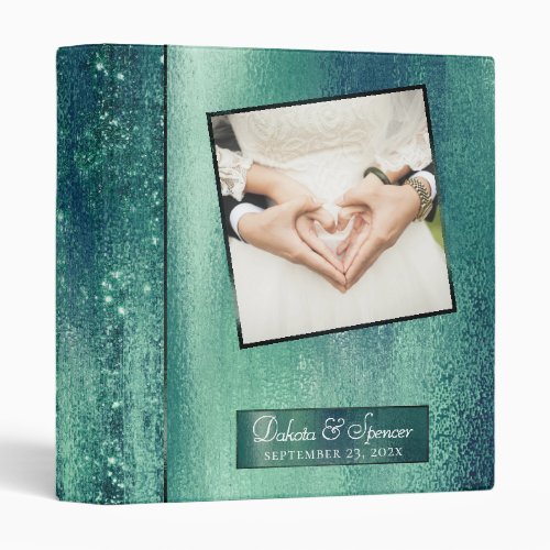 Glitzy Foil  Shamrock Green Faux Metallic Photo 3 Ring Binder