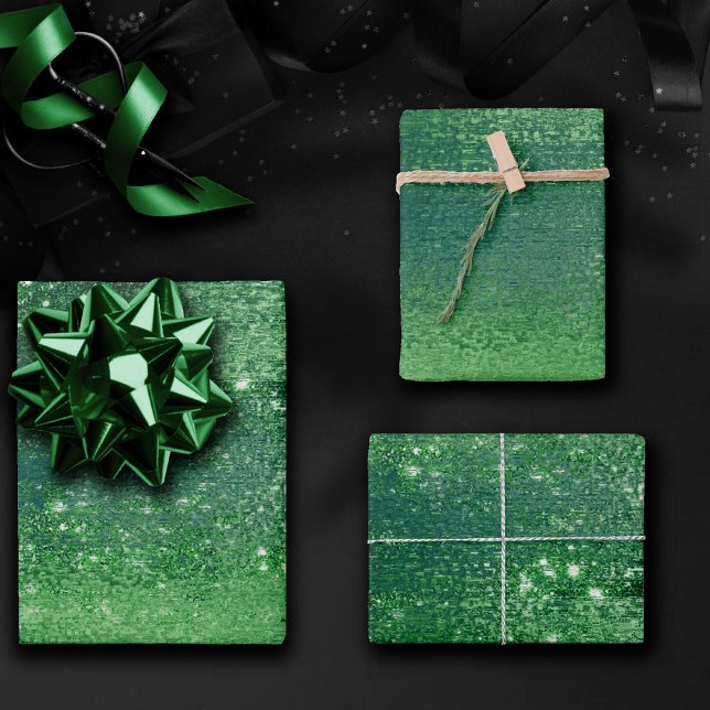 Glitzy Foil | Shamrock Green Faux Metallic Sparkle Wrapping Paper Sheets (Creator Uploaded)