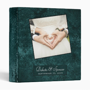 Glitzy Foil   Teal Midnight Green Faux Shine Photo 3 Ring Binder