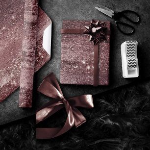 Glitzy Foil Terracotta Dusty Orange Metallic Wrapping Paper