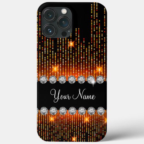 Glitzy Girly Faux Bling Monogram  iPhone 13 Pro Max Case