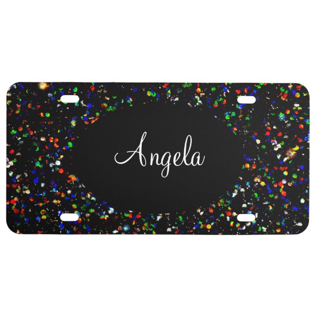 Glitzy Girly Monogrammed License Plate (Front)