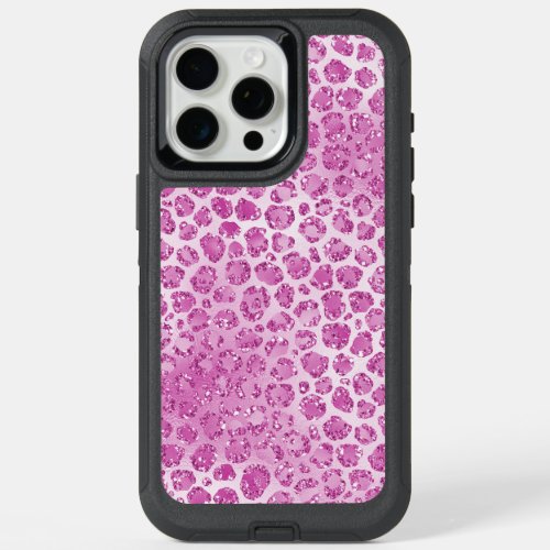 Glitzy Girly Pink Leopard Print iPhone 15 Pro Max Case