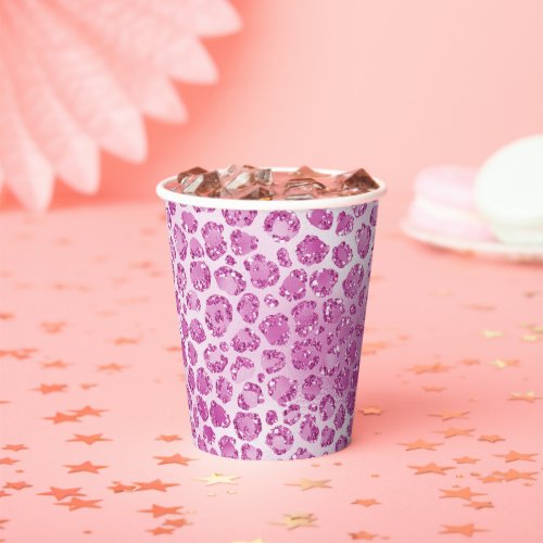 Glitzy Girly Pink Leopard Print Paper Cups