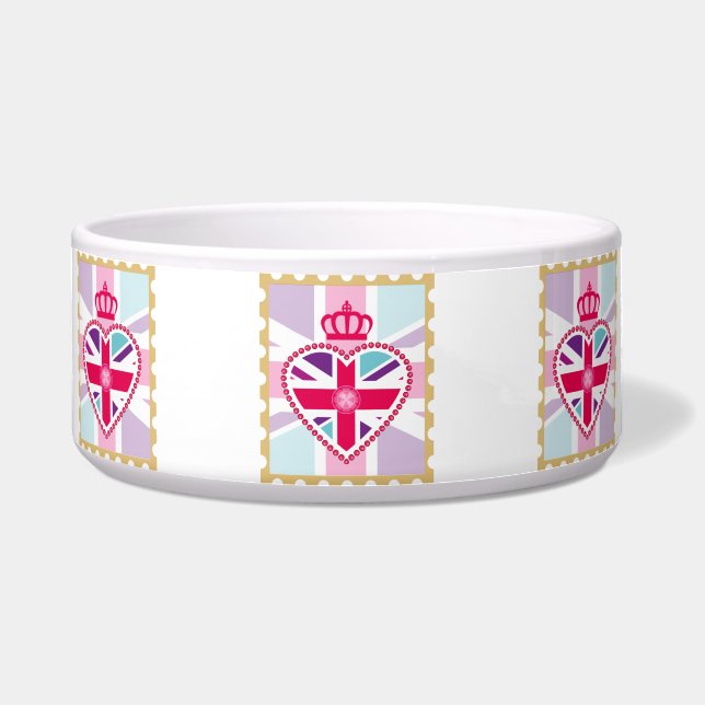 Glitzy Girly Union Jack Heart and Crown Stamp Bowl (Front)
